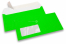 Fluorescentne kuverte - zelene, s prozorom 45 x 90 mm, položaj prozora 20 mm sa lijevo i 15 mm odozdo | PIT Packaging.hr | Kuverte