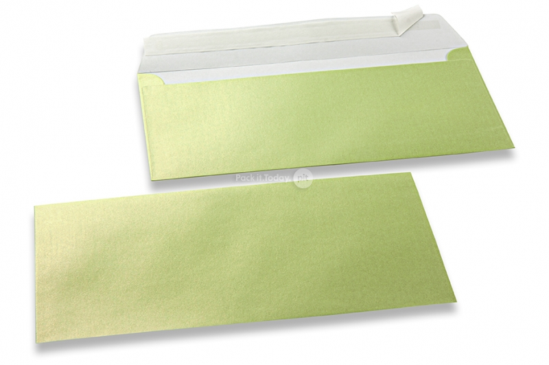 Sedefaste kuverte u limeta zelenoj boji - 110 x 220 mm