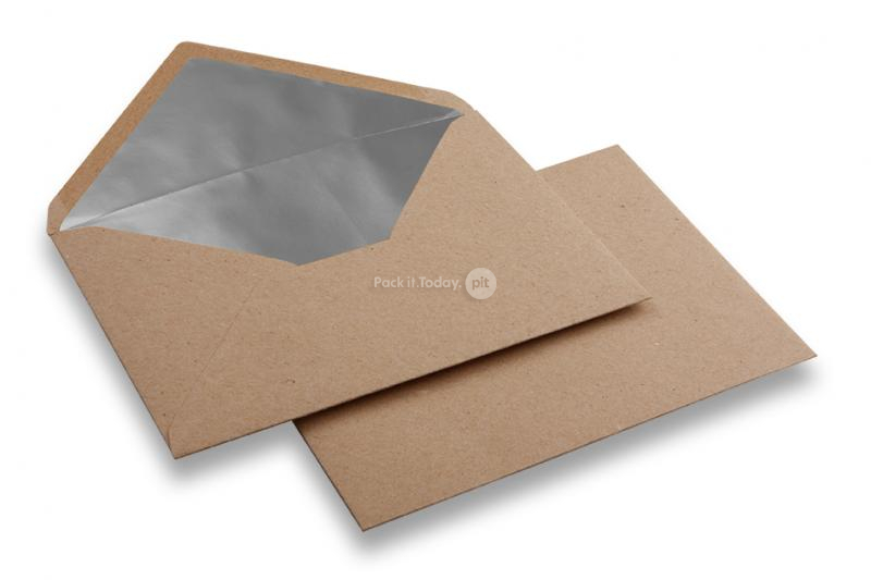 Kuverte od kraft papira s podstavom - 114 x 162 mm (C 6) Srebrne