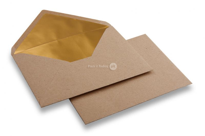 Kuverte od kraft papira s podstavom - 114 x 162 mm (C 6) Zlatne
