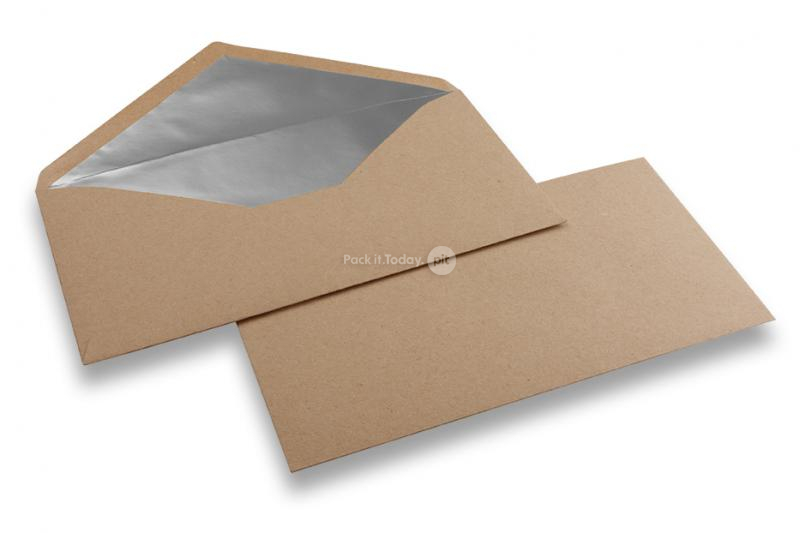 Kuverte od kraft papira s podstavom - 110 x 220 mm (EA 5/6) Srebrne