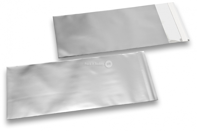Mat metalik folijske kuverte u srebrnoj boji - 110 x 220 mm
