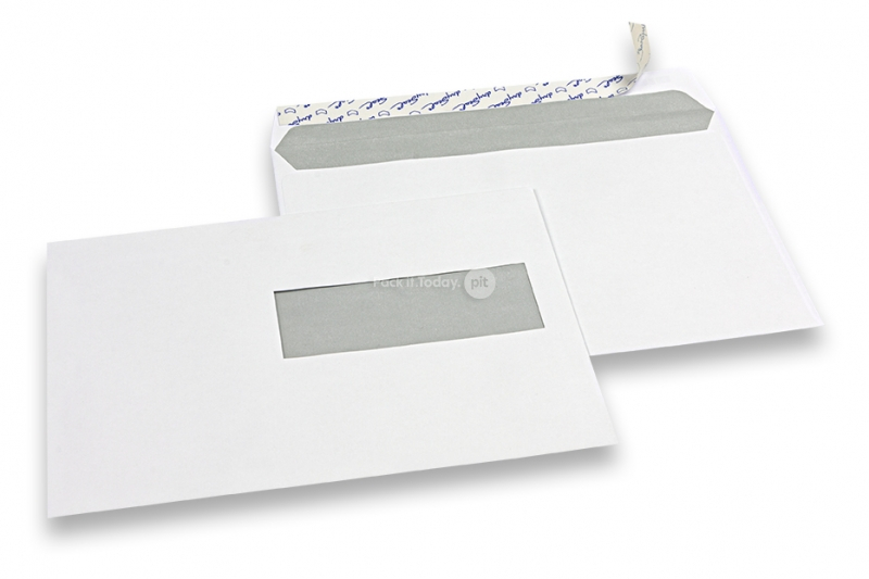 Kuverte s prozorčićem, bijele, 156 x 220 mm (EA5), prozorčić zdesna 40 x 110 mm, položaj prozora 15 mm sa desno i 66 mm odozdo, 90-gramske, zatvaranje ljepljivom trakom, težina svake pribl. 5 g