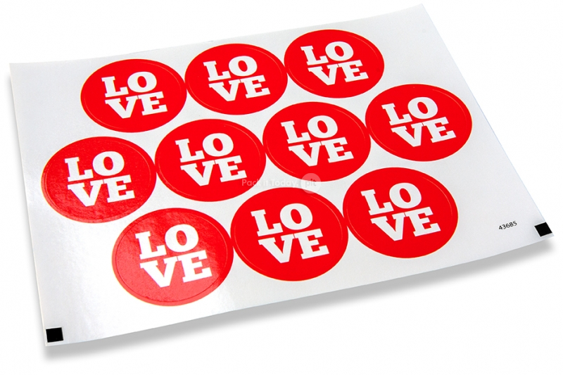 Naljepnice za kuverte na temu ljubavi - love, crvene