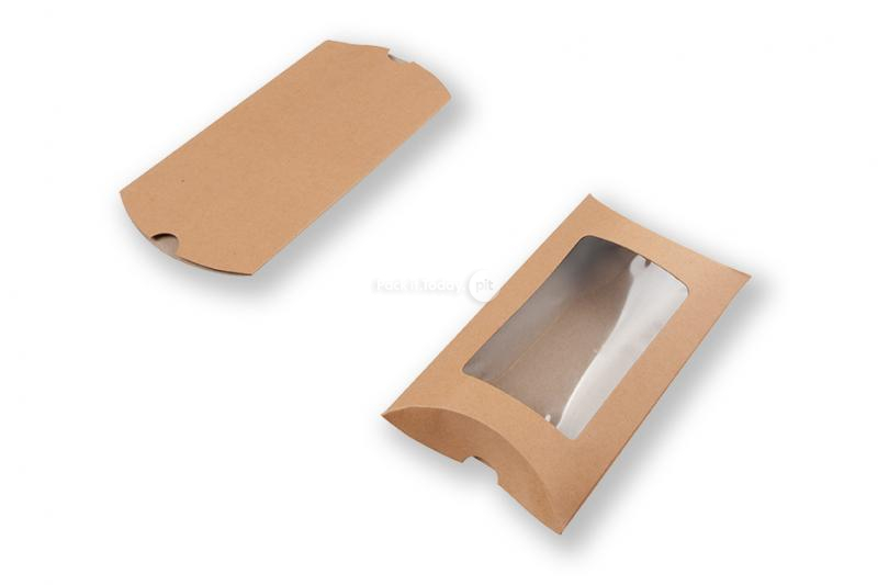 Poklon kutijice- jastučići (kraft papir)  smeđe - 114 x 162 mm - s prozorčićem 70 x 120 mm