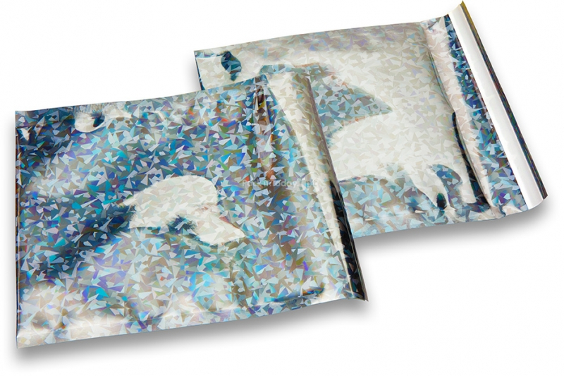 Holografske metalik folijske kuverte u srebrnoj boji - 165 x 165 mm