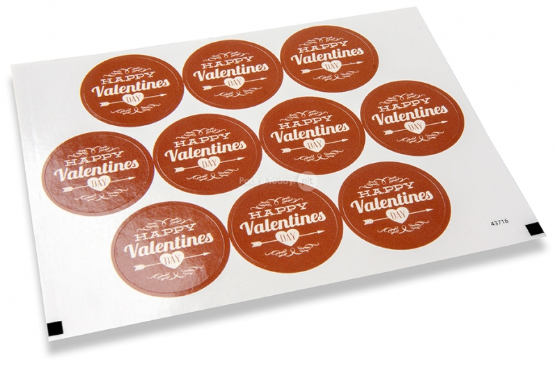 Naljepnice za kuverte na temu ljubavi - happy valentines day smeđa