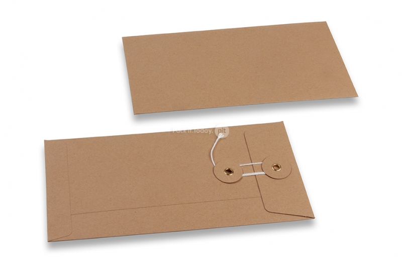 Kuverte sa končićem za zatvaranje - 110 x 220 mm, smeđa