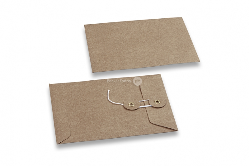 Kuverte sa končićem za zatvaranje - 114 x 162 mm, smeđa kraft