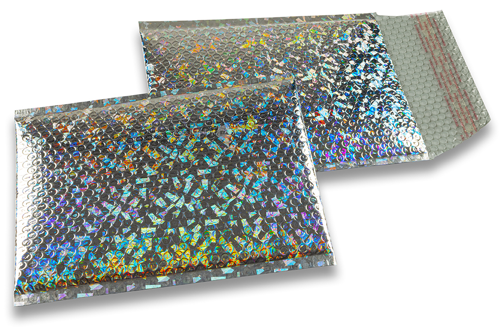 Metalik kuverte sa zračnim jastučićima-reciklirane - srebrna, hologram 180 x 250 mm