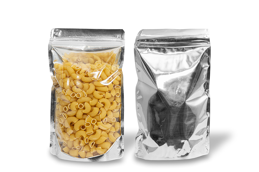Samostojeće metalizirane prozirne vrećice - srebrna metalik, 180 x 290 x 90 mm - 1000 ml
