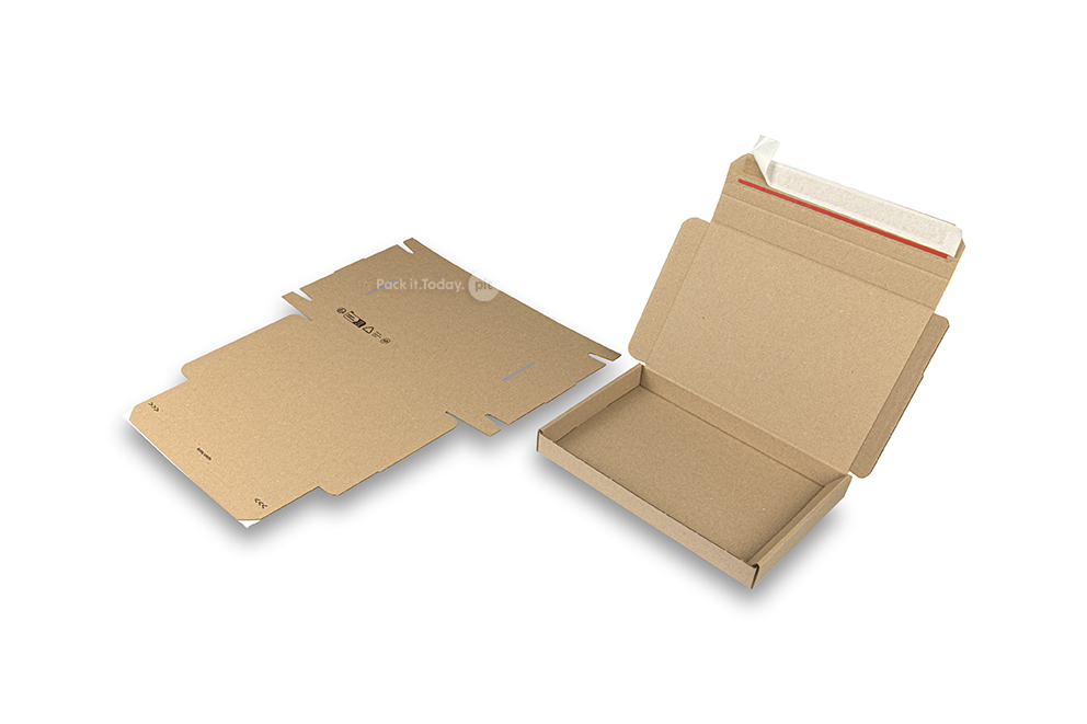 Preklopne kutije za slanje s ljepljivom trakom - 230 x 160 x 25 mm (A5), smeđa